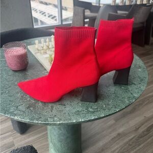 Zara Red Sock Ankle Boots